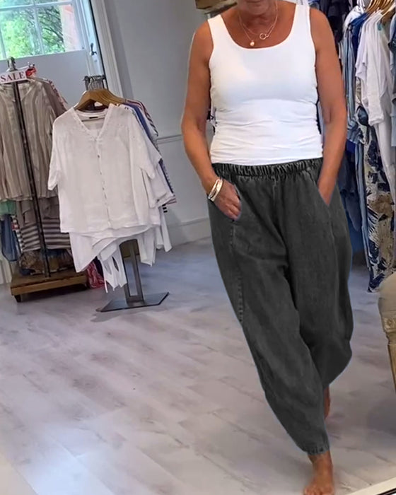 Casual Jeans Met Elastische Taille