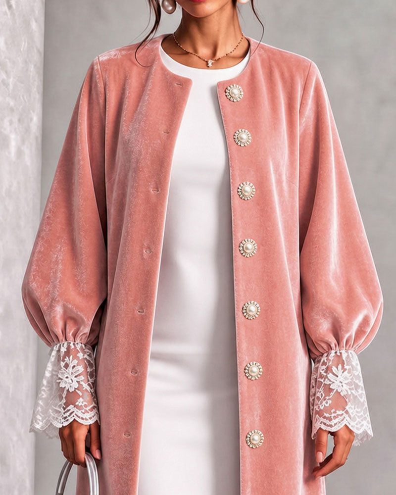 Jas Patchwork Mouw Knoop Trendy
