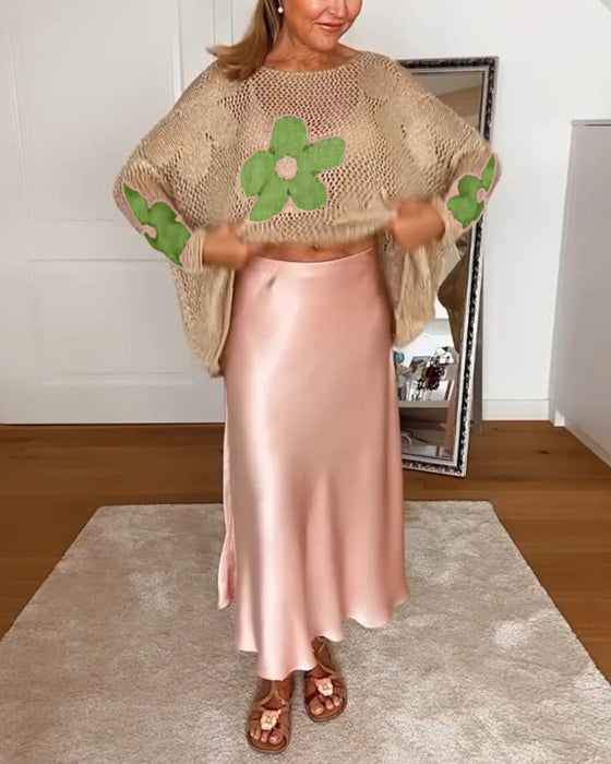 Casual holle trui met ronde hals en lange mouwen