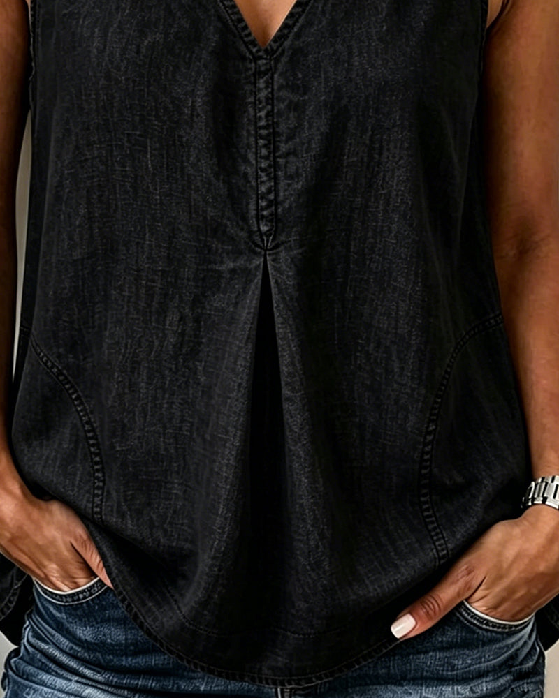 Tanktop V-Hals Denim