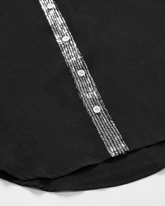 Casual top met knopen en pailletten