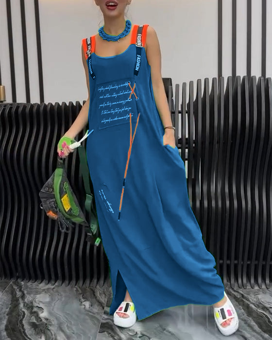 Jurk Mouwloos Gepersonaliseerde Letterprint