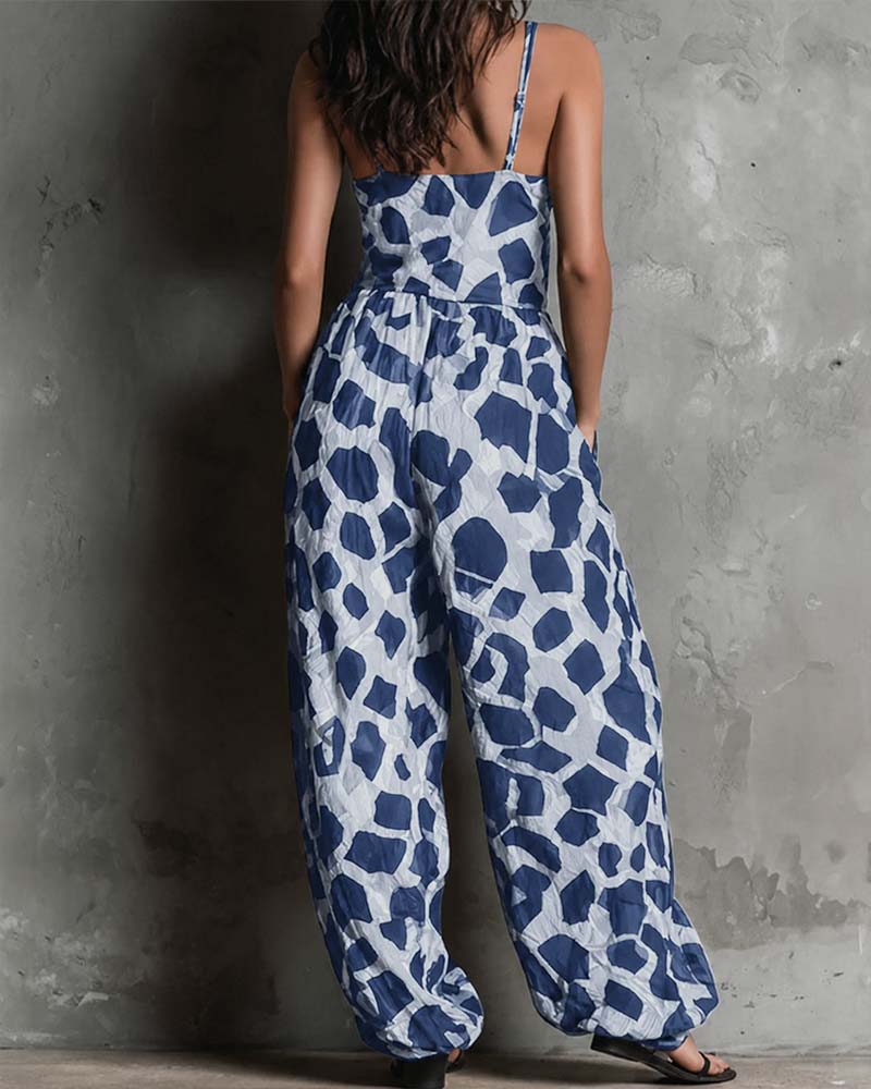 Overall Luipaardprint Bretelles Wijde Pijp