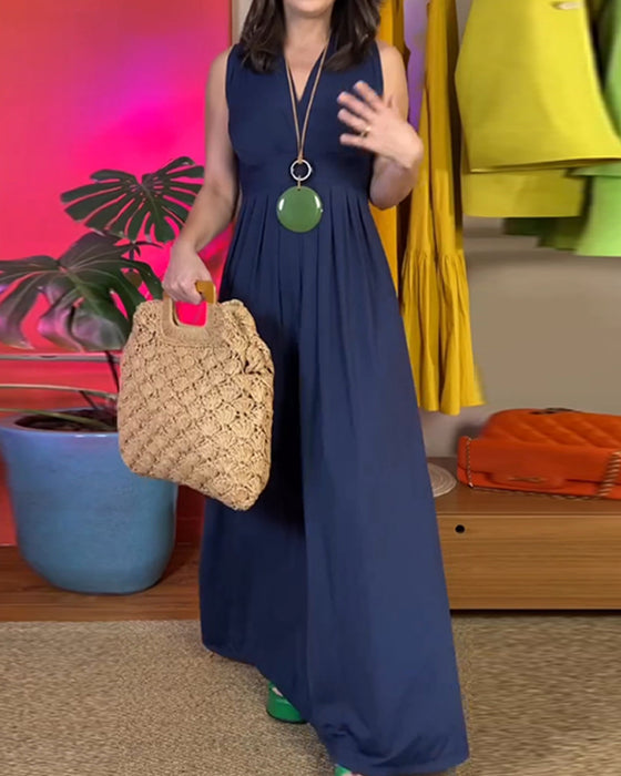 Elegante mouwloze slanke lange jurk