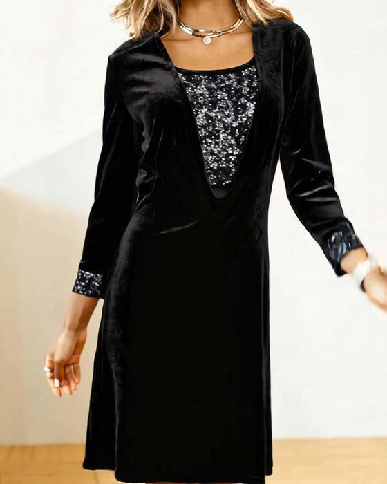 Jurk Elegant Pailletten Patchwork