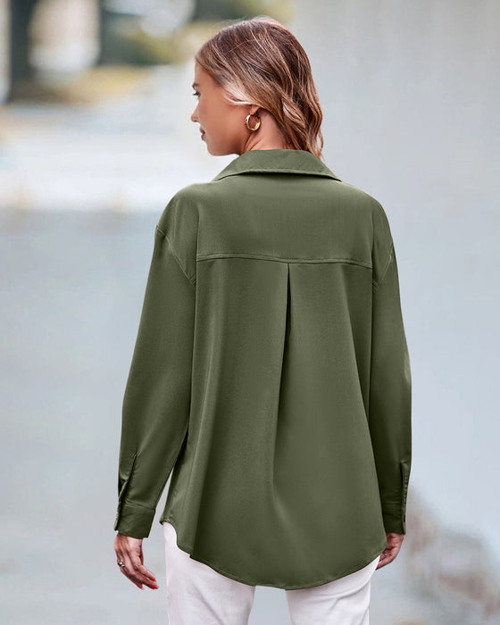 Casual blouse met lange mouwen in effen kleur