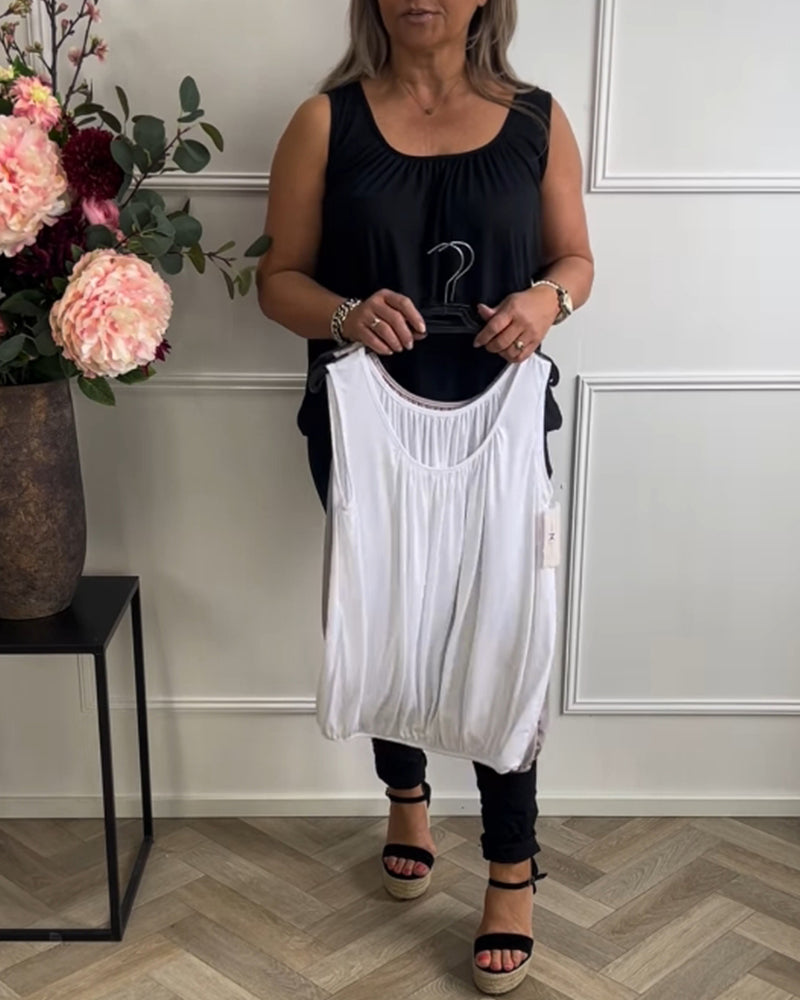 Tanktop Mouwloos Effen Geplooid