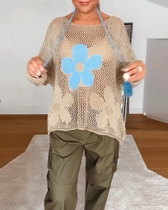 Casual holle trui met ronde hals en lange mouwen