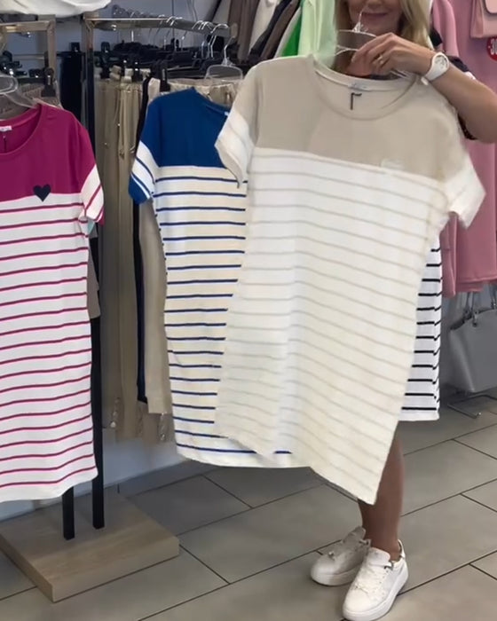 Jurk Ronde Hals Casual Gestreept