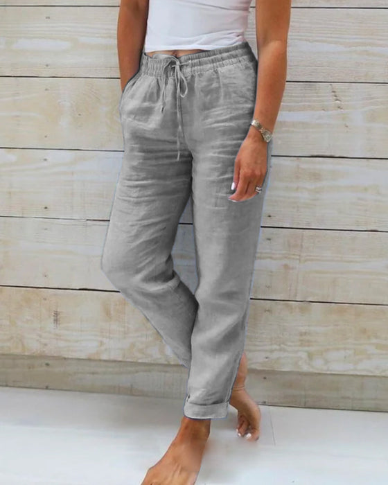Casual effen broek met rechte pijp