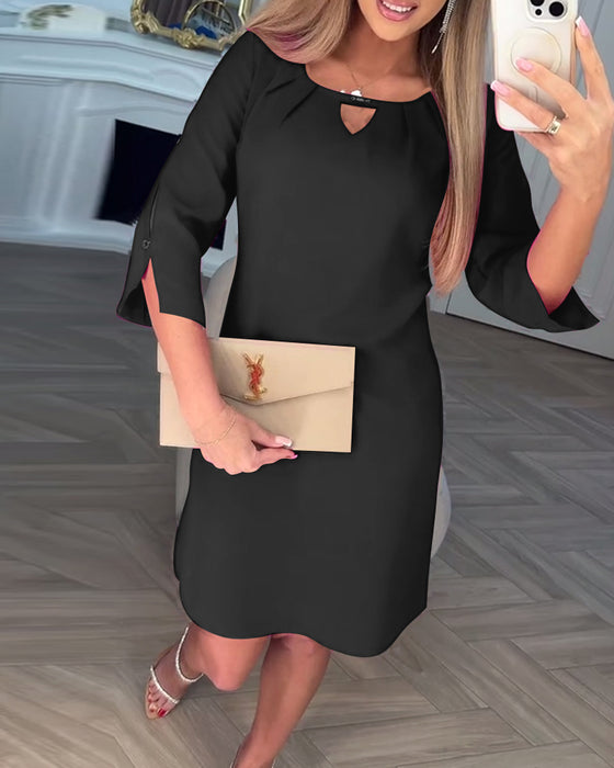 Jurk Elegant Effen Kleur Hol Recht