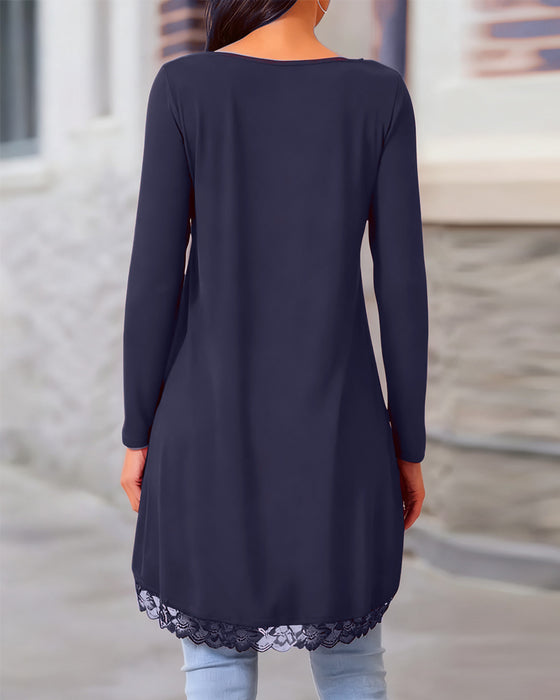 Onregelmatige Lange Mouwen Top Met Mesh-Patchwork