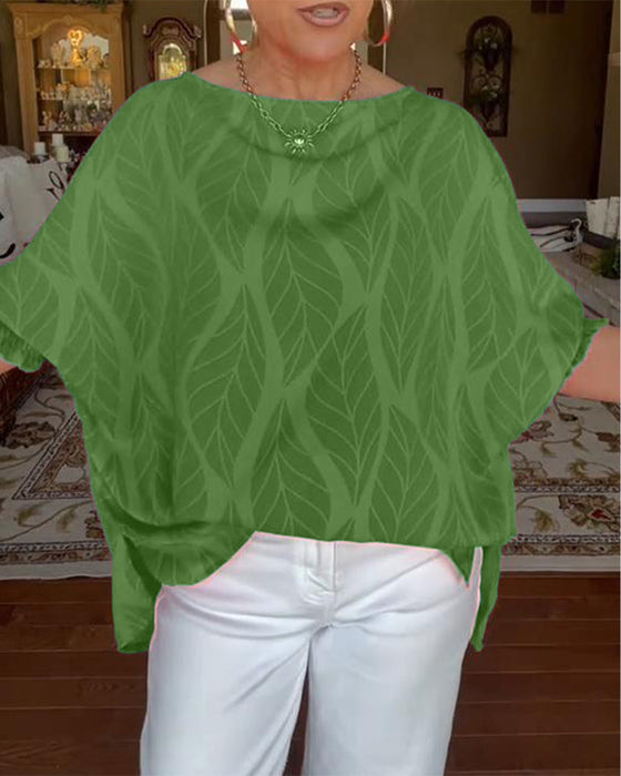 Blouse Ronde Hals Los Bedrukt