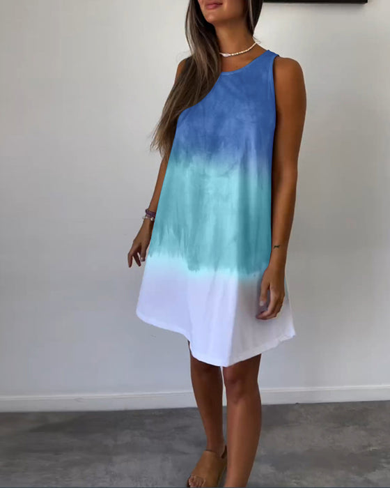 Mouwloze casual jurk met kleurblokken