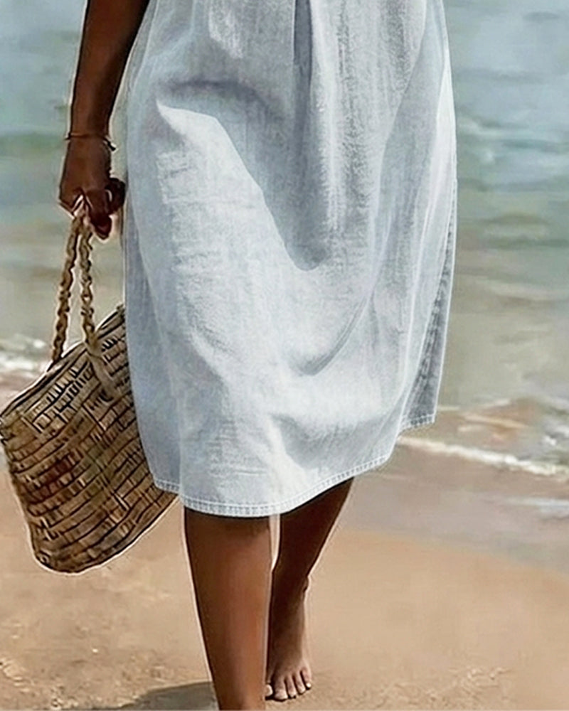 Jurk Lotus Blad Mouwen Jeans