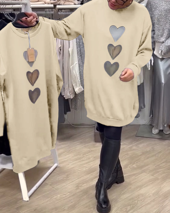 Jurk Shift Hart Patroon Casual