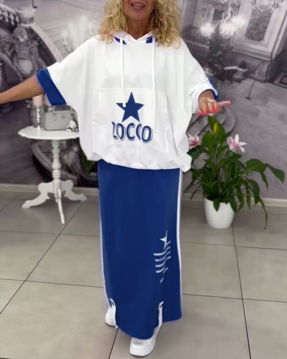 Set Met Capuchon Trekkoord Bedrukte Rok