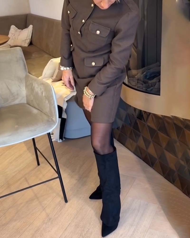 Elegante En Slankmakende Jurk Met Lange Mouwen