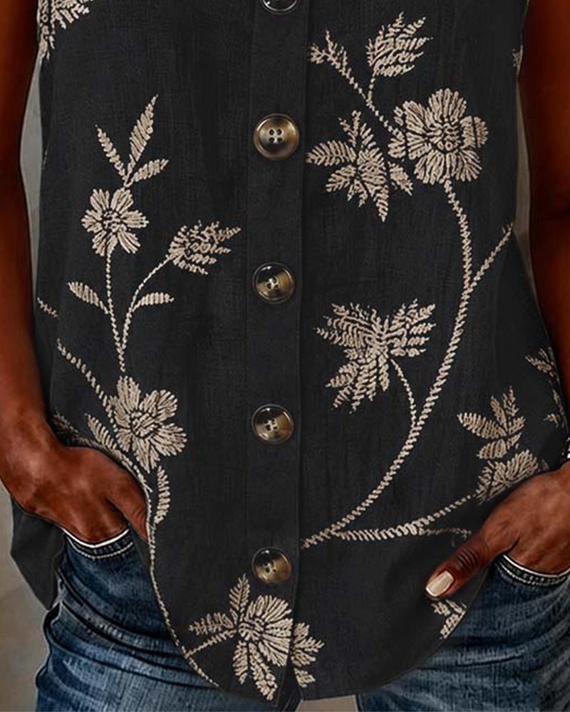 Tank Top Bloemen Camisole Metalen Ring