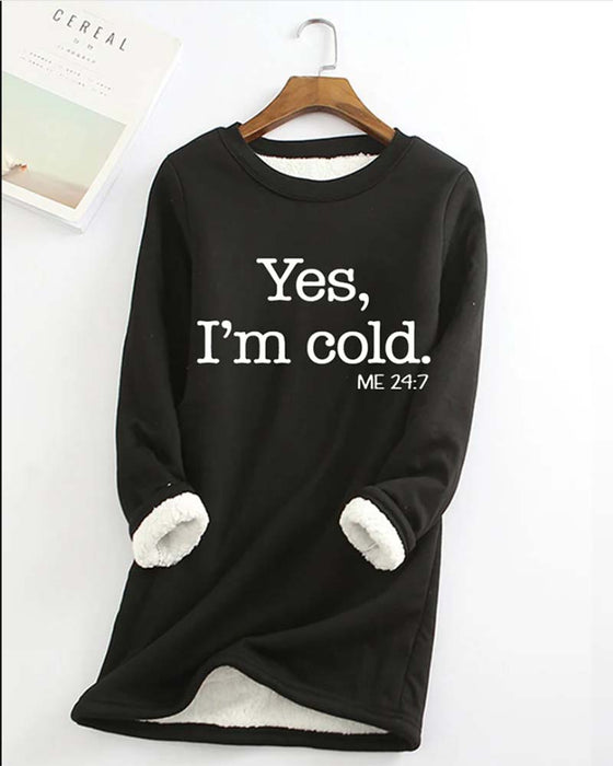 Fleece casual broek met letterprint