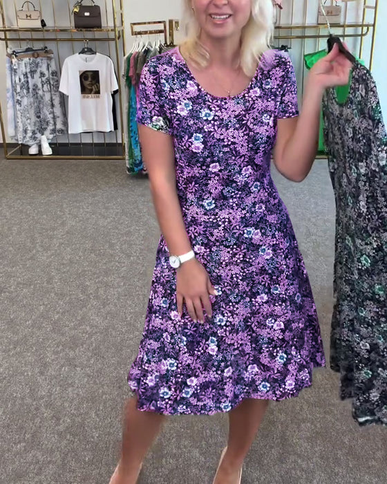 Jurk Stijlvol Smalle Taille Gedrukt