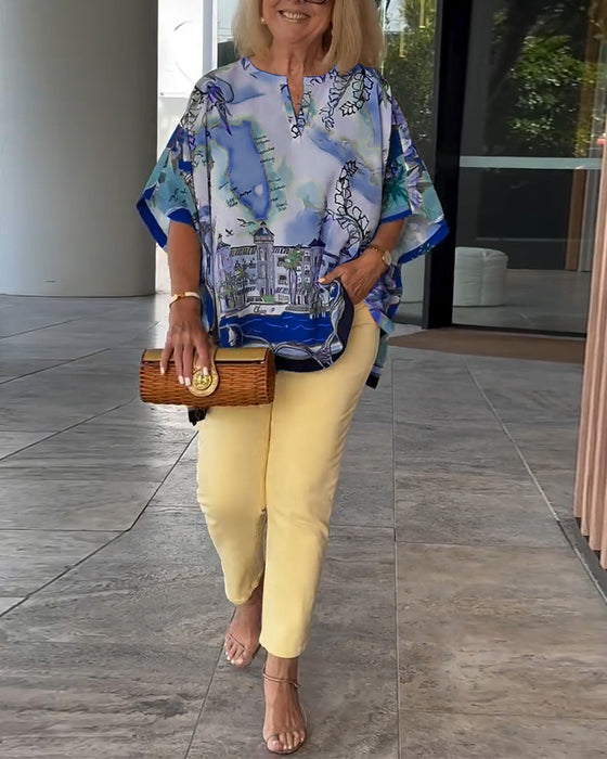 Blouse Vleermuismouw Print