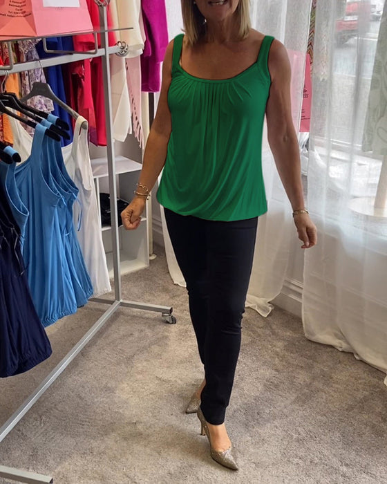 Set Casual mouwloze top met plooi en effen kleur