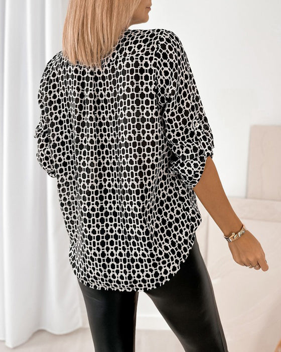 Blouse Met Stippen Print Casual