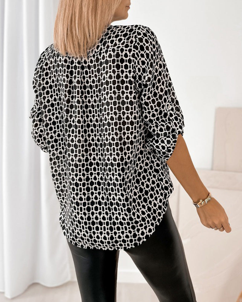 Blouse Met Stippen Print Casual