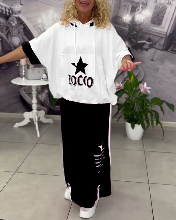 Set Met Capuchon Trekkoord Bedrukte Rok