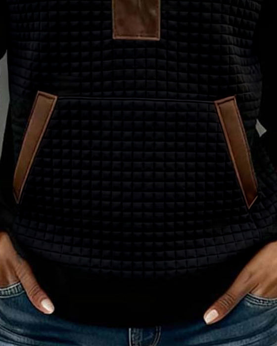 Sweatshirt Revers Rits Zak Kleurblok