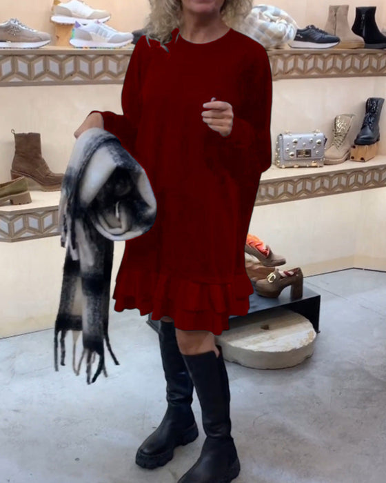 Jurk met een elegant silhouet en lange mouwen