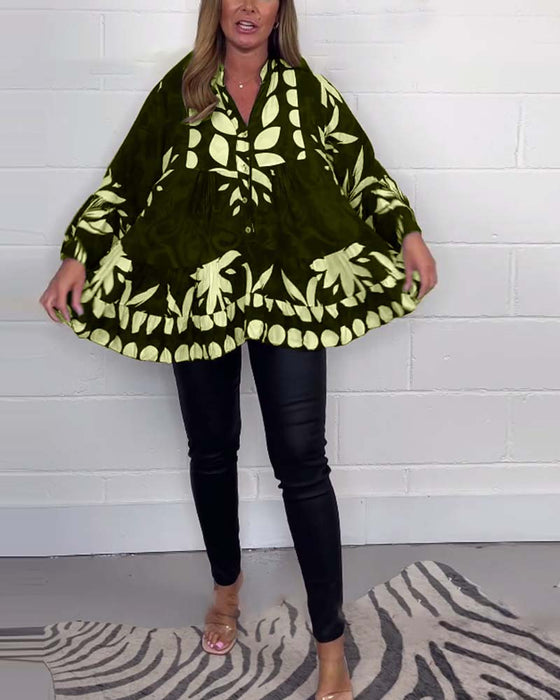 Blouse met print en klokmouwen