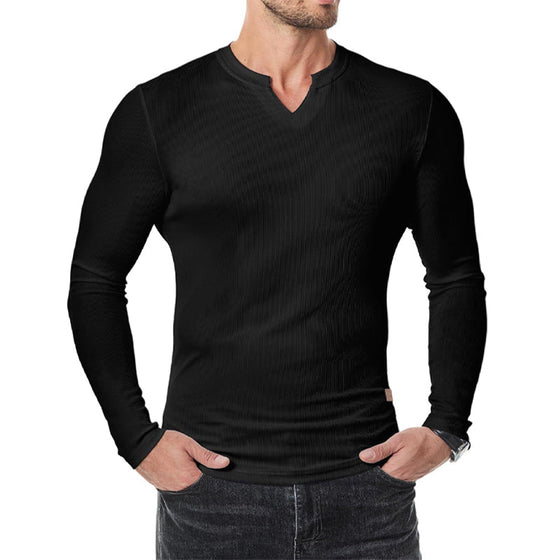 Shirt Heren Slim Fit V-hals Longline Muscle