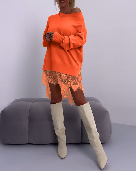 Effen off-shoulder slim-fit pullover-trui