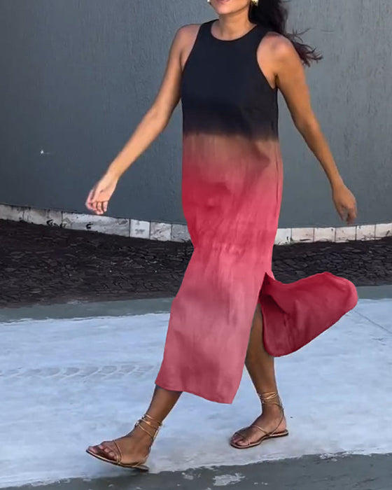 Jurk met mouwloos en verloop