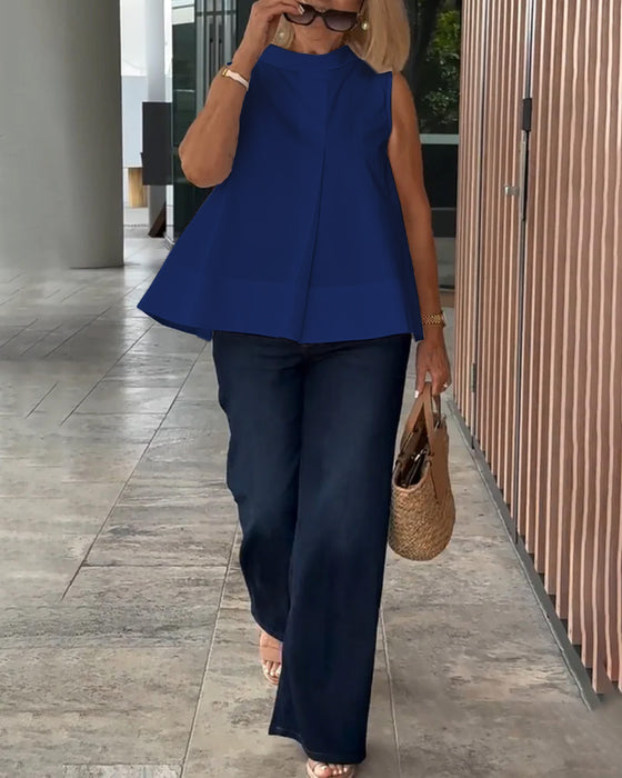 Blouse Mouwloos Effen Simpel