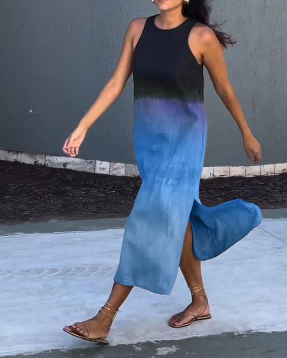 Jurk met mouwloos en verloop