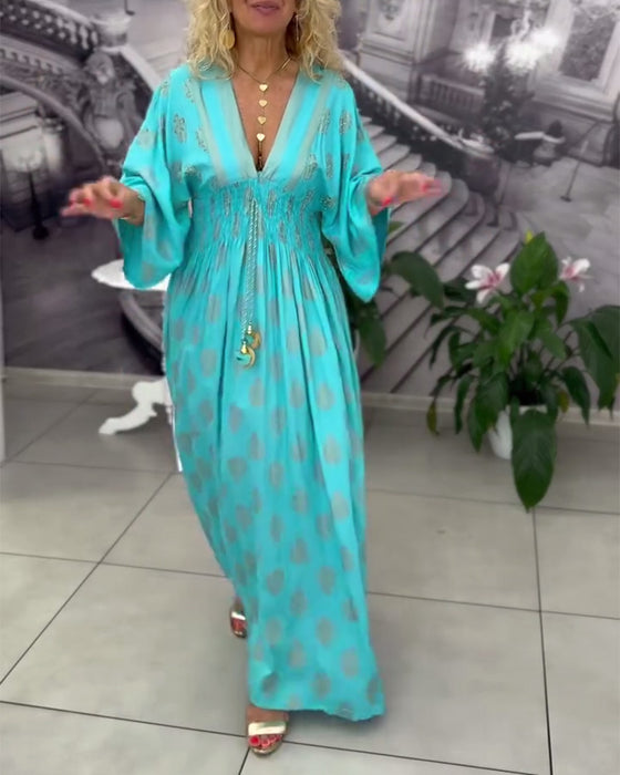 Jurk Losse Vakantieprint Taille Maxi