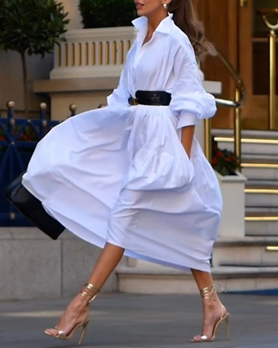 Effen kleur losse swingjurk