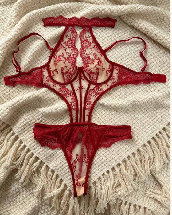 Lingerie Sheer Halter Bodysuit