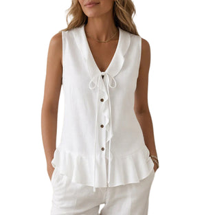 Tank Top Ruffle Stropdas Mouwloos