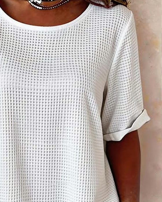 Blouse Wafel Textuur Zij Knoop