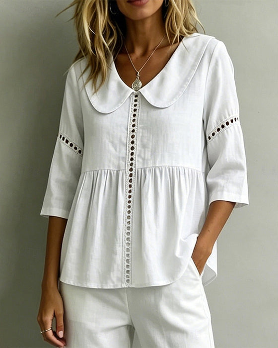 Blouse Peter Pan Kraag Uitsnijding