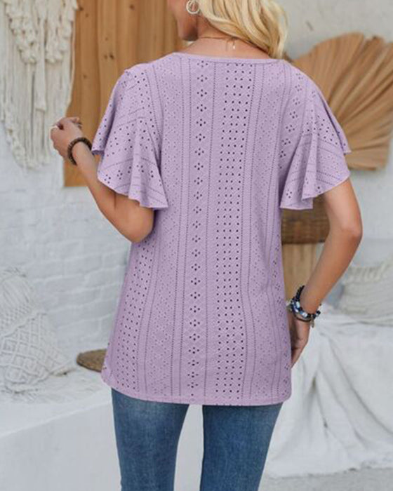 Blouse V-Hals Effen Kleur