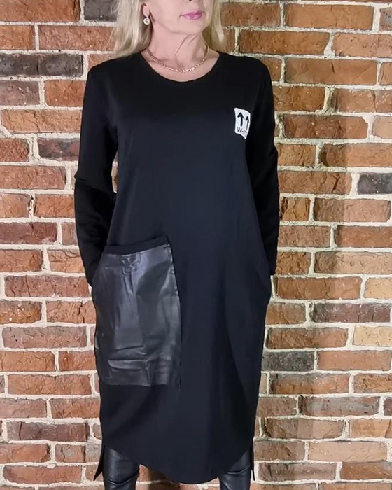 Jurk Ruim Plusmaat Pu Panelen