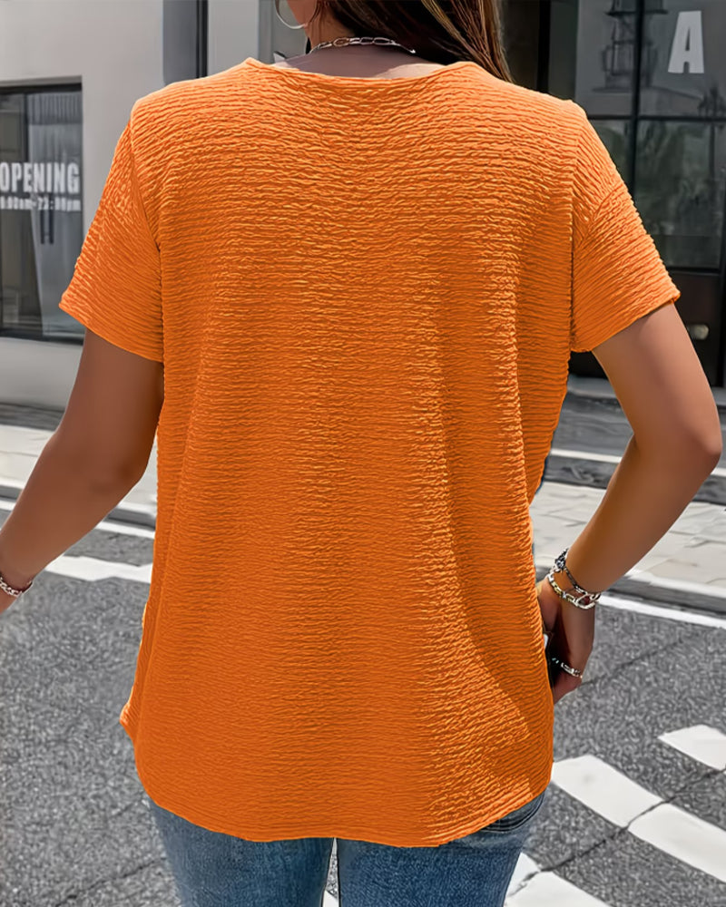 T-shirt Peter Pan Kraag Drie Knopen