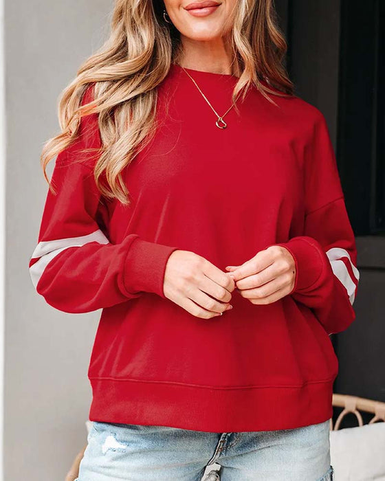 Color-Block Lange Mouw Ronde Hals Sweatshirt