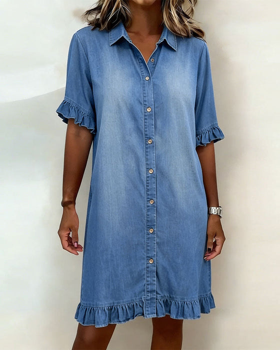 Denimblousejurk Met Ruches
