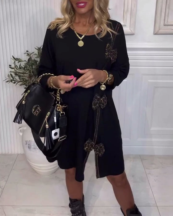 Modieuze Effen Jurk Met Strikdesign